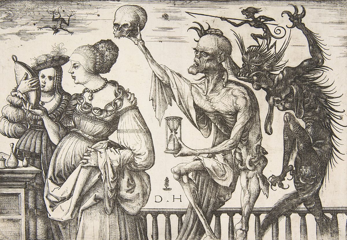 Daniel Hopfer: Woman and Attendant Surprised by Death, ca 1510–1515
