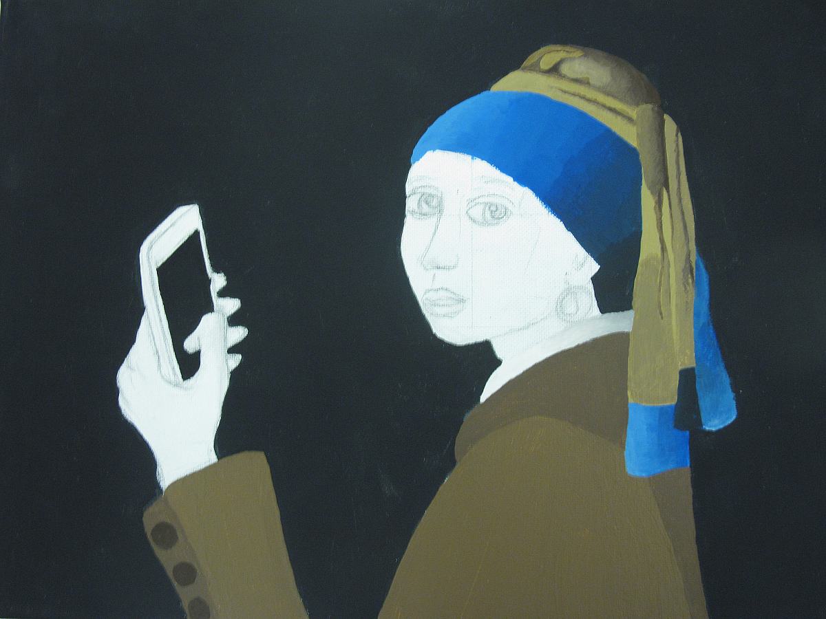 Eine moderne Interpretation des Mädchens mit dem Perlenohrring von Vermeer