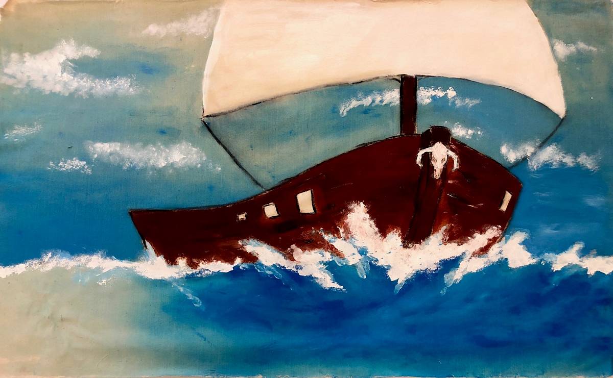 Gemälde eines Segelschiffs