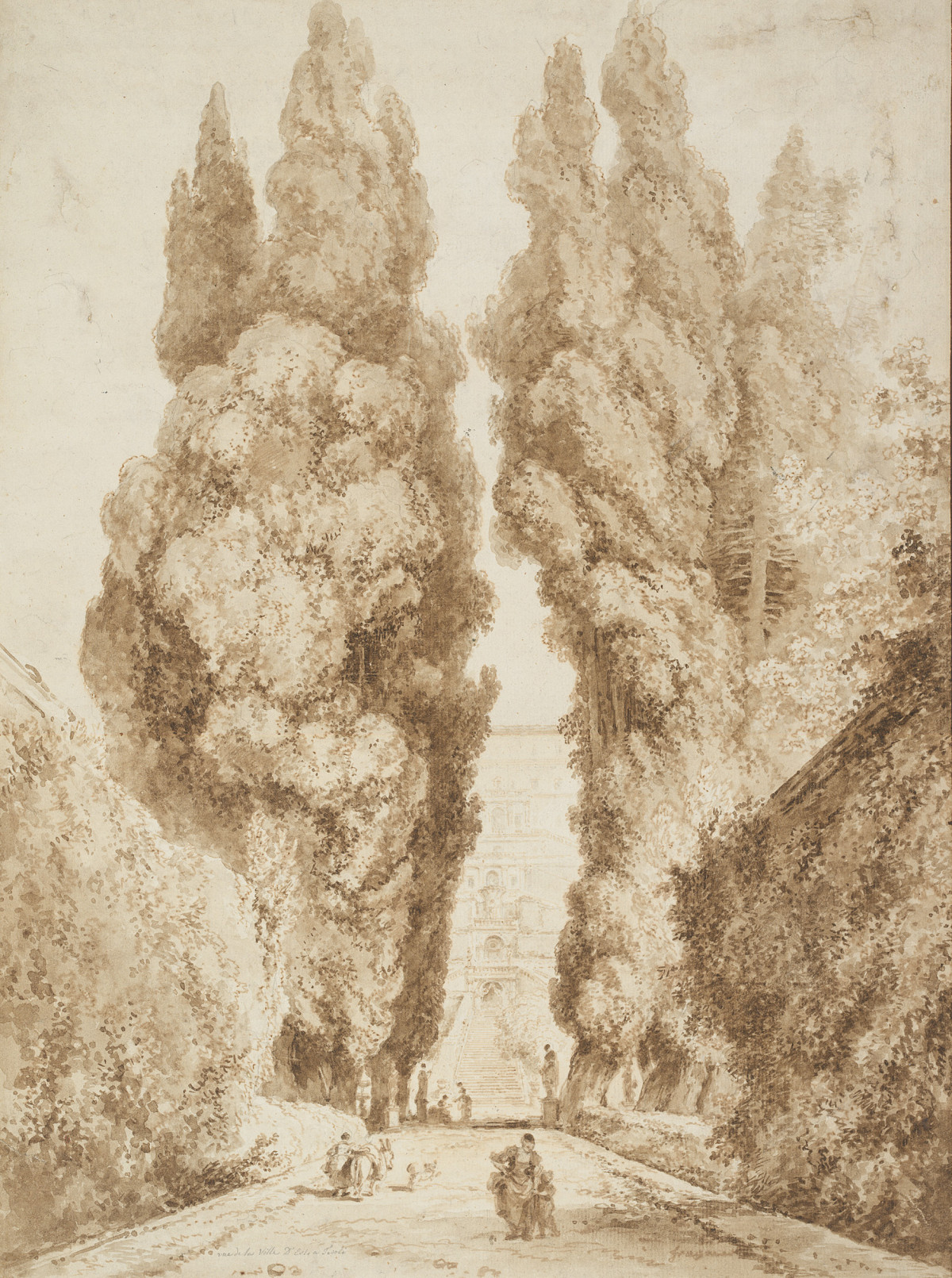 Jean-Honoré Fragonard: Cypress Avenue at Villa d’Este in Tivoli, ca. 1774