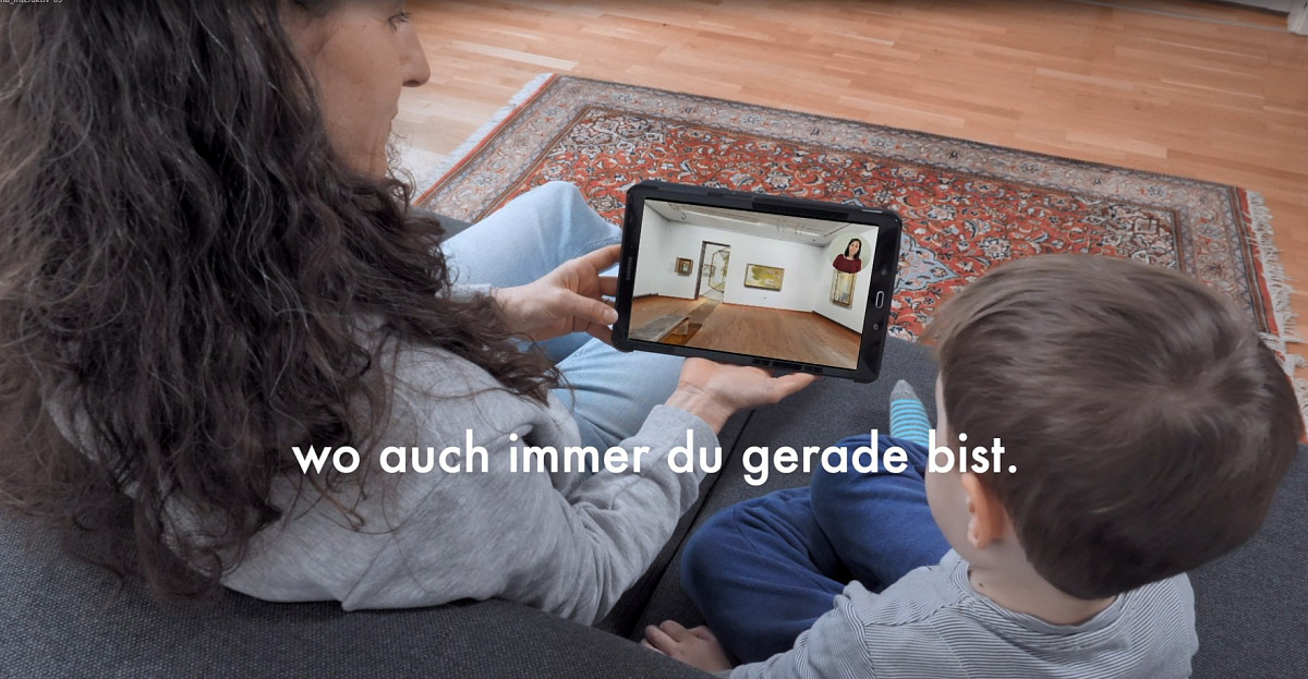 Das Video zeigt den ZuseherInnen wie eine Online-Führung oder ein Online-Workshop in der ALBERTINA abläuft.