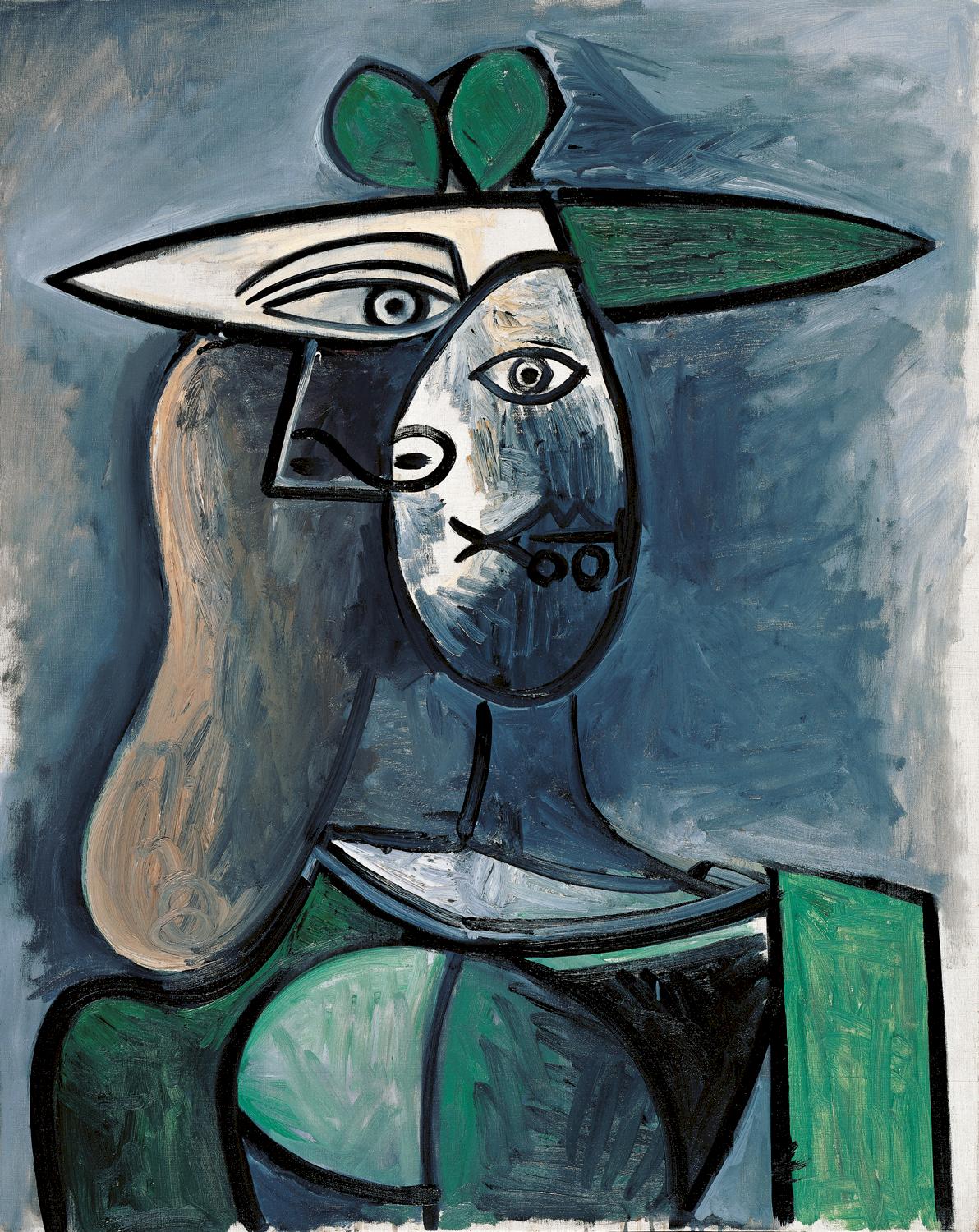 Pablo Picasso: Woman in a green hat, 1947 Oil on canvas (The ALBERTINA Museum, Vienna – The Batliner Collection © Bildrecht, Vienna 2020)