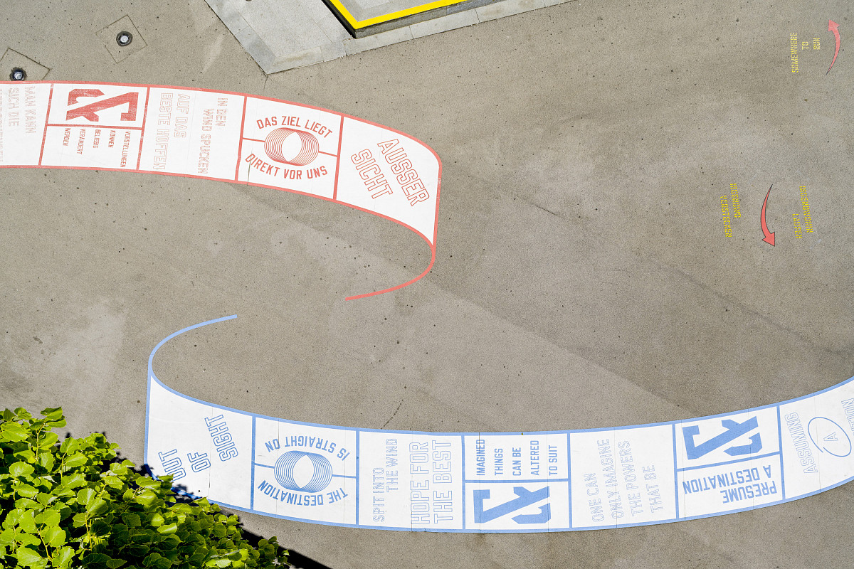Lawrence Weiner: Installation view of Lawrence Weiner: OUT OF SIGHT at the ALBERTINA Museum, Vienna, 2022