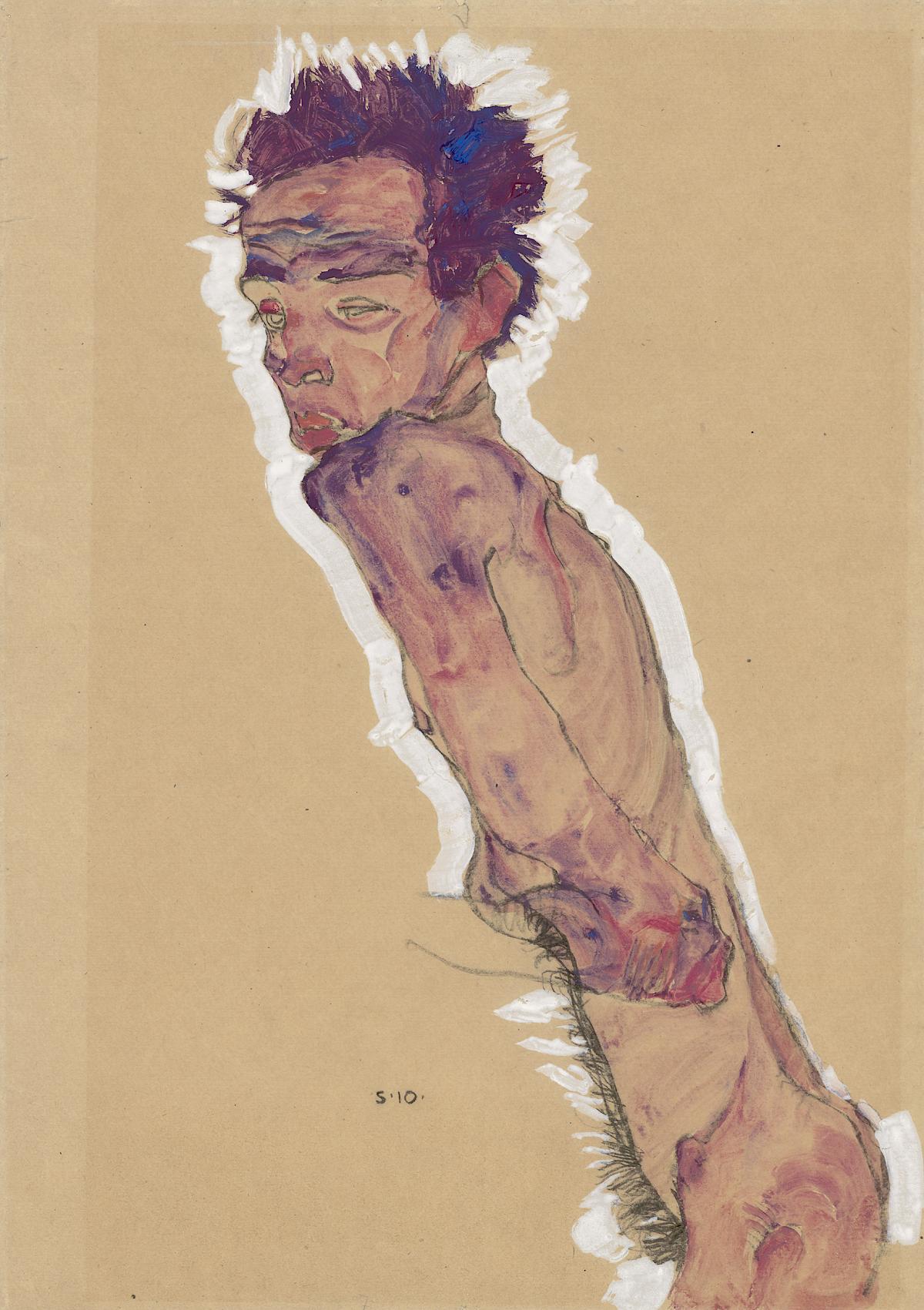 Egon Schiele: Nude self-portrait, 1910