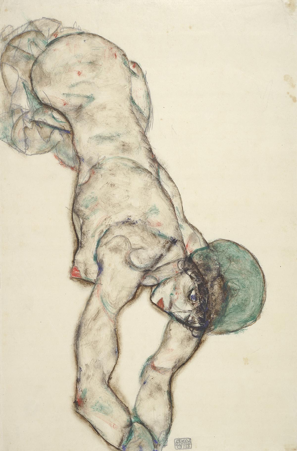 Egon Schiele: Female nude with green cap, 1914