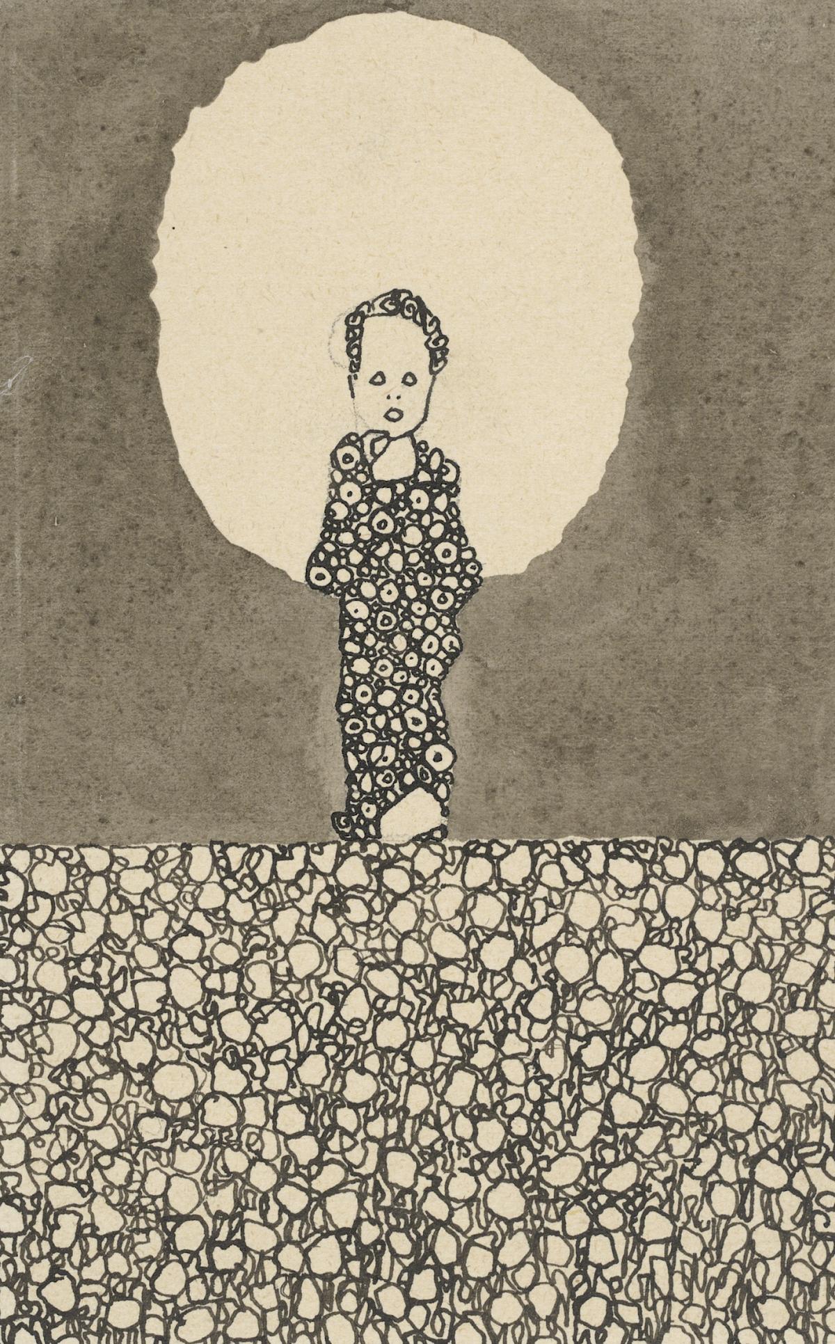 Egon Schiele: Child with halo on a flowery meadow, 1909