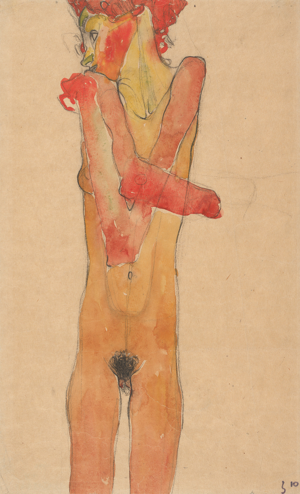Egon Schiele: Nude Girl with Folded Arms, 1910