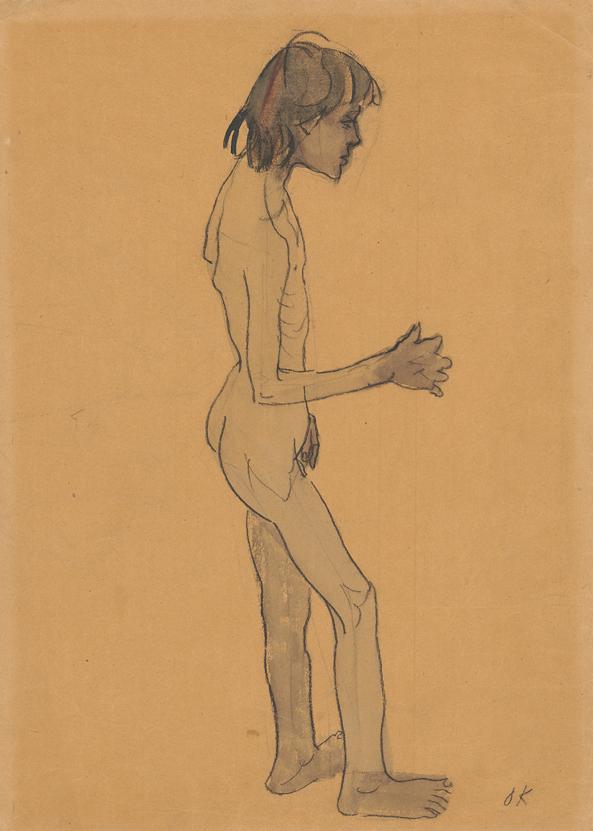 Oskar Kokoschka: Standing Boy Nude to the Right, 1912