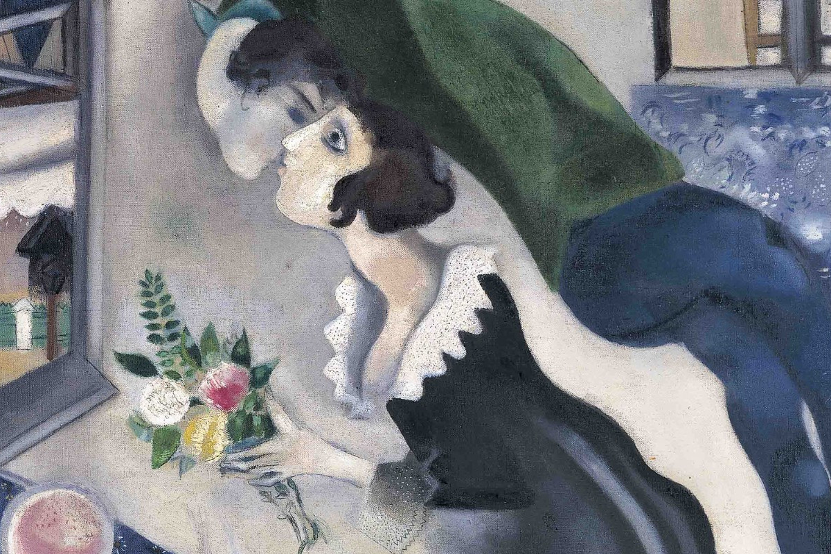 Marc Chagall | Der Geburtstag (Detail), 1923 | Öl auf Leinwand (AOKI Holdings © Bildrecht, Wien 2024 | Foto: AOKI Holdings