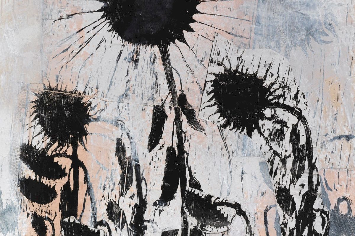 Anselm Kiefer | Hortus Conclusus, 2007–2014 | Holzschnitt, Acryl und Schellack auf Papier, Collage auf Leinwand | 380 × 255 cm | Privatsammlung; © Anselm Kiefer und Charles Duprat