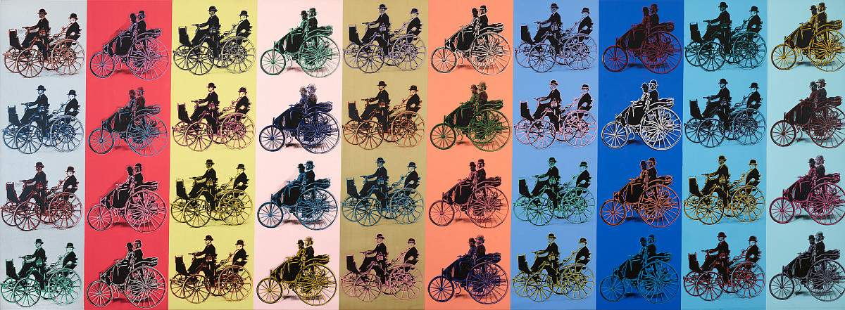 Andy Warhol: Daimler Motorkutsche (1886) und Benz Patent-Motorwagen (1886), 1987