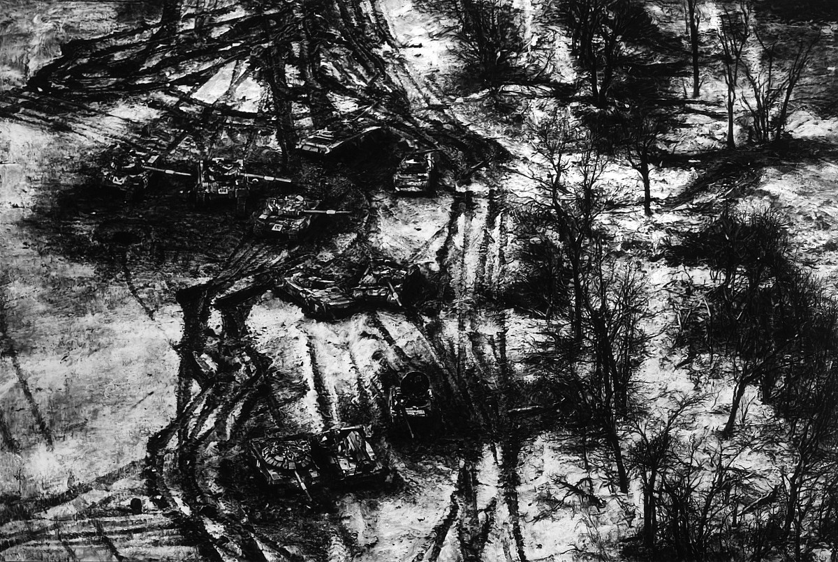 Robert Longo: Untitled (Ukrainian and Russian Tank Battle), 2023