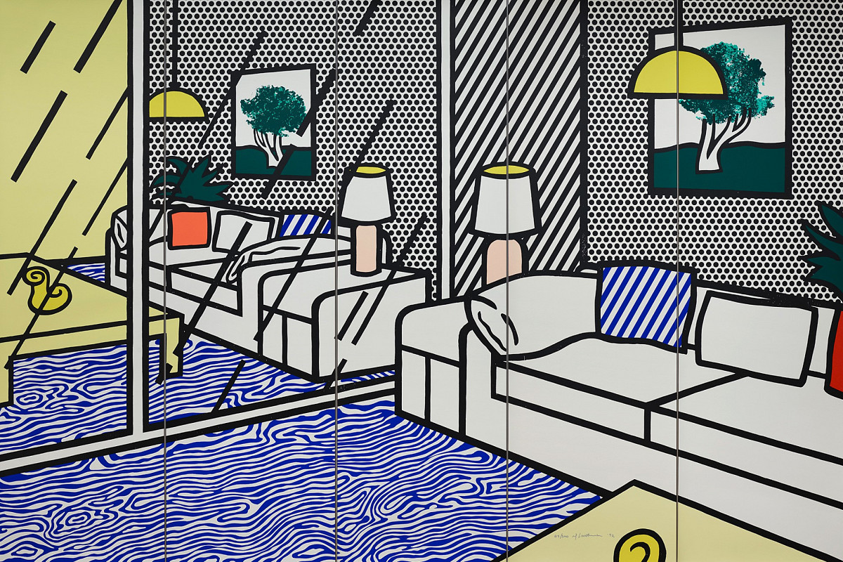 Roy Lichtenstein | Tapete mit Interieur mit blauem Fußboden, 1992 | ALBERTINA, Wien © Estate of Roy Lichtenstein Bildrecht, Wien 2024