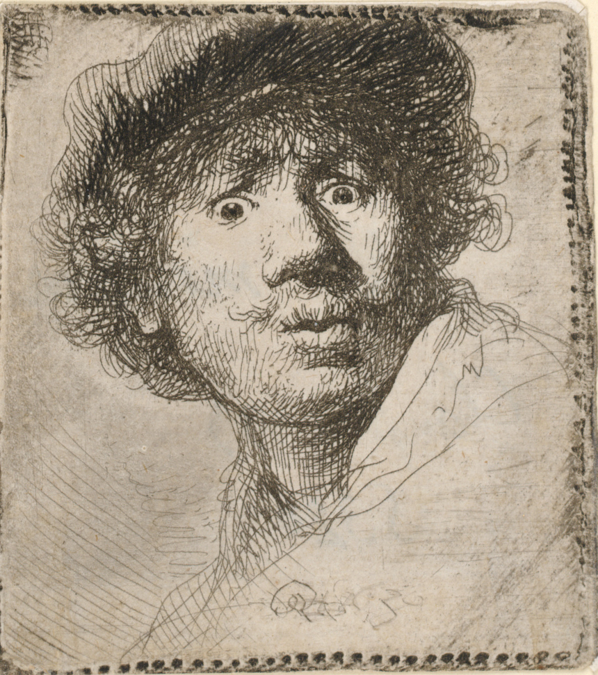 Rembrandt Harmensz. van Rijn | Self-portrait with eyes wide open, 1630 | The ALBERTINA Museum, Vienna © Photo: The ALBERTINA Museum, Vienna