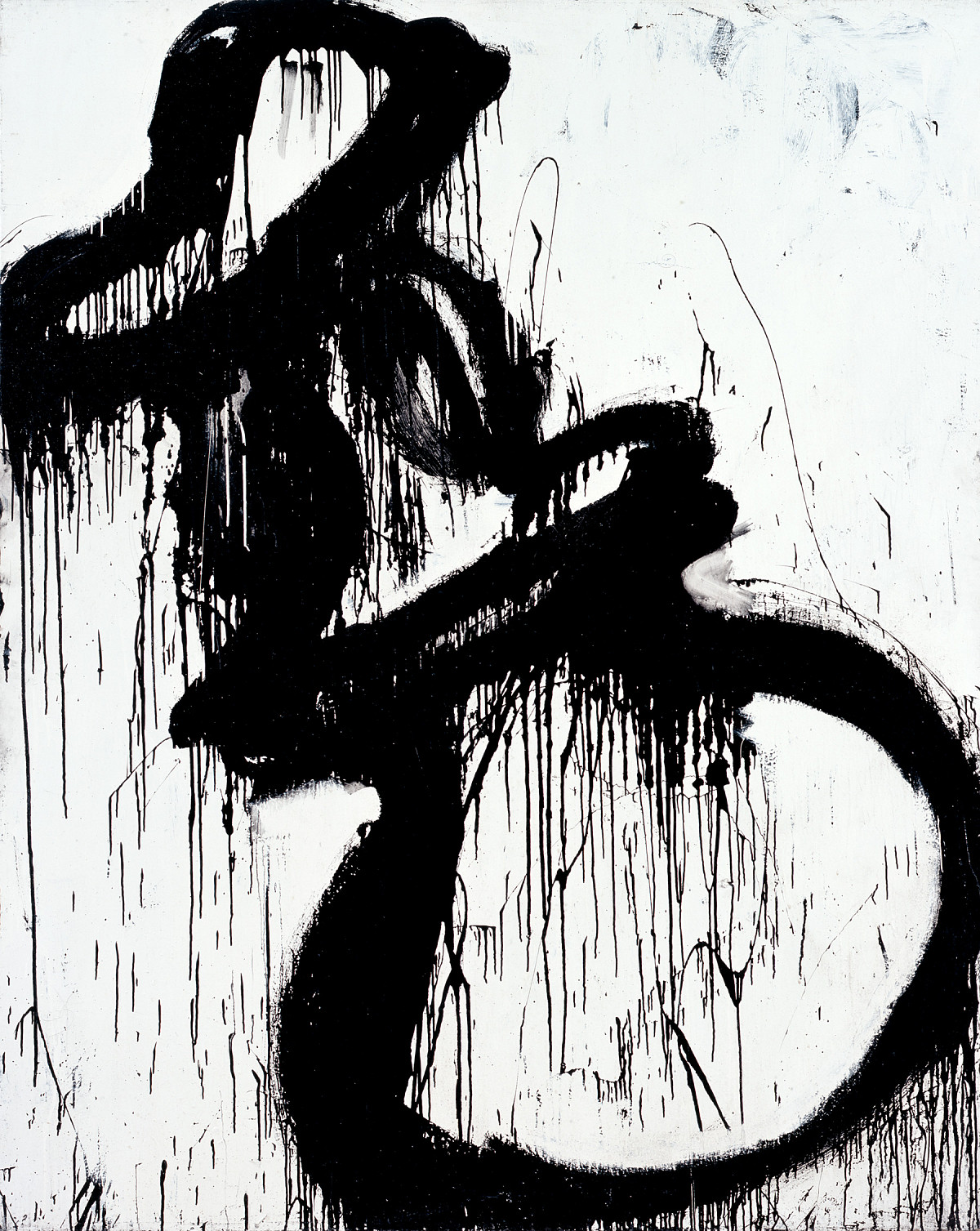 Donald Duck figure painted with broad black brushstrokes and smudged paint.