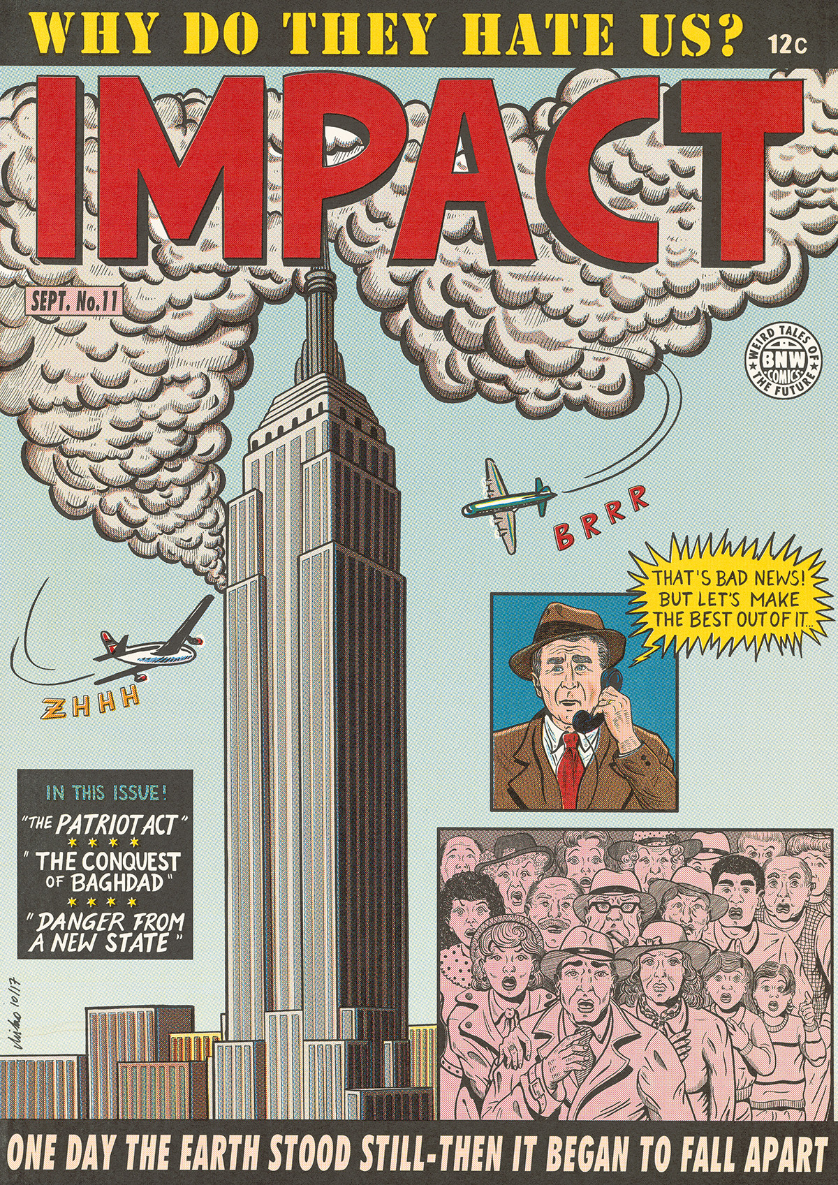 Print with a central dynamic form and contrasting areas on a light background.