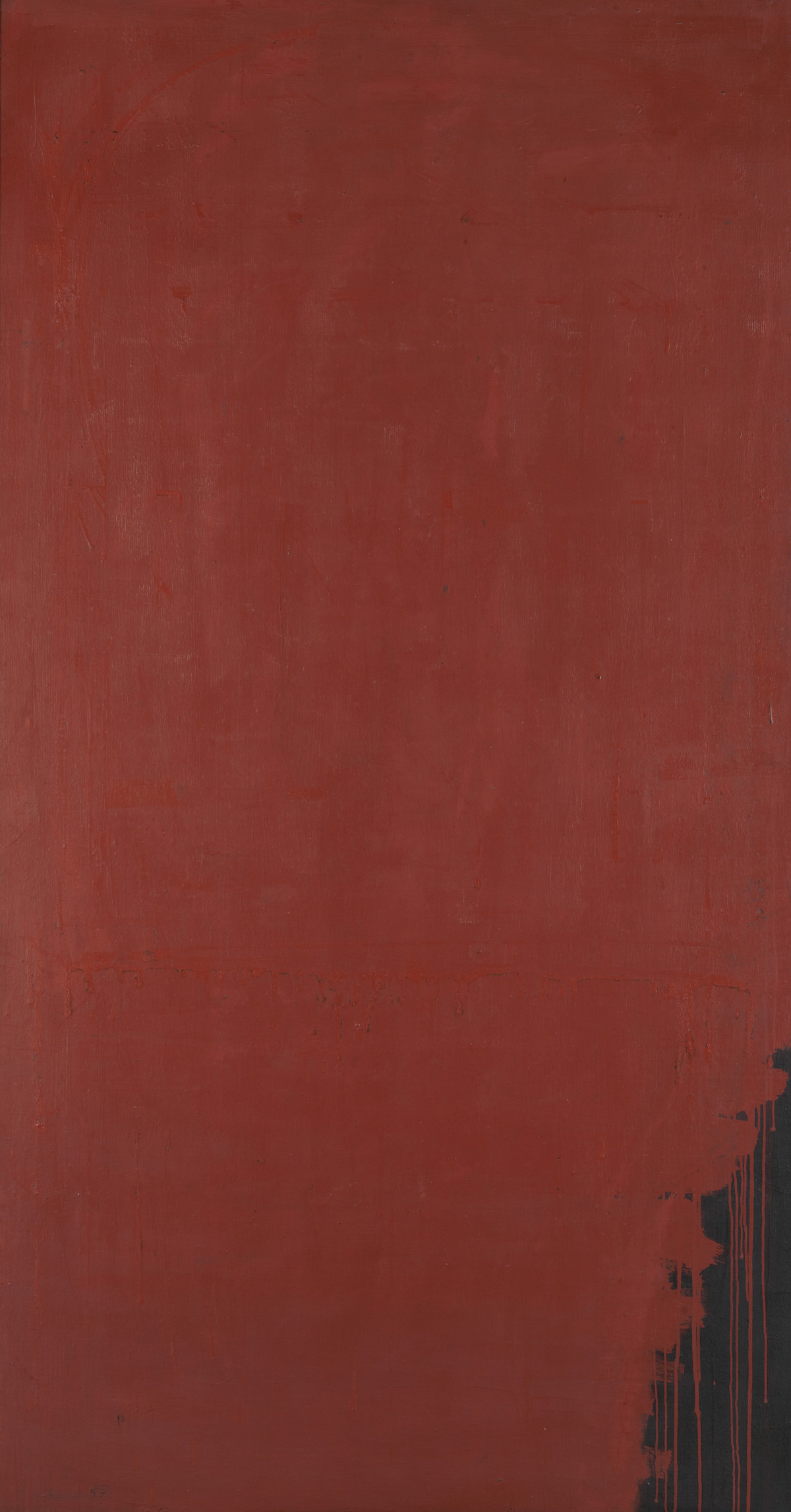 Arnulf Rainer: Overpainting: Minium Red on Black Ground, 1956