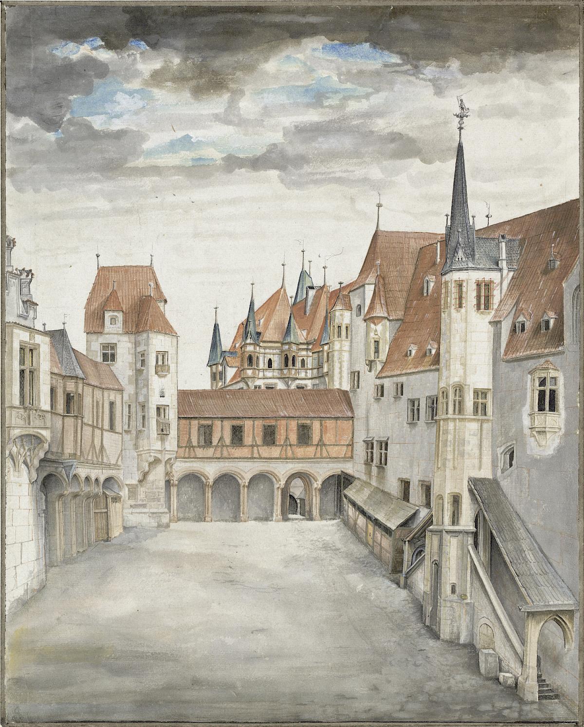 Albrecht Dürer: Hof der Innsbrucker Burg (mit Wolken), um oder nach 1496/97