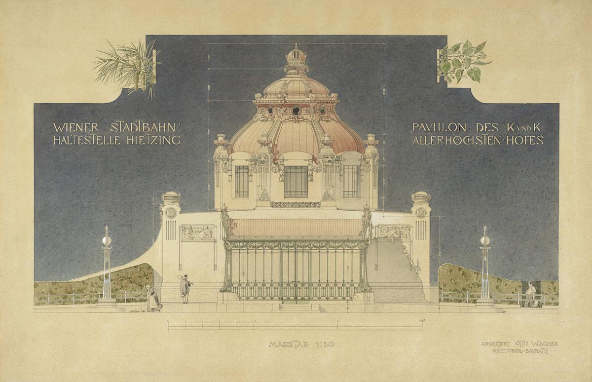 Joseph Maria Olbrich: Hofpavillon der Stadtbahn in Wien-Hietzing, Orthogonalansicht, 1898