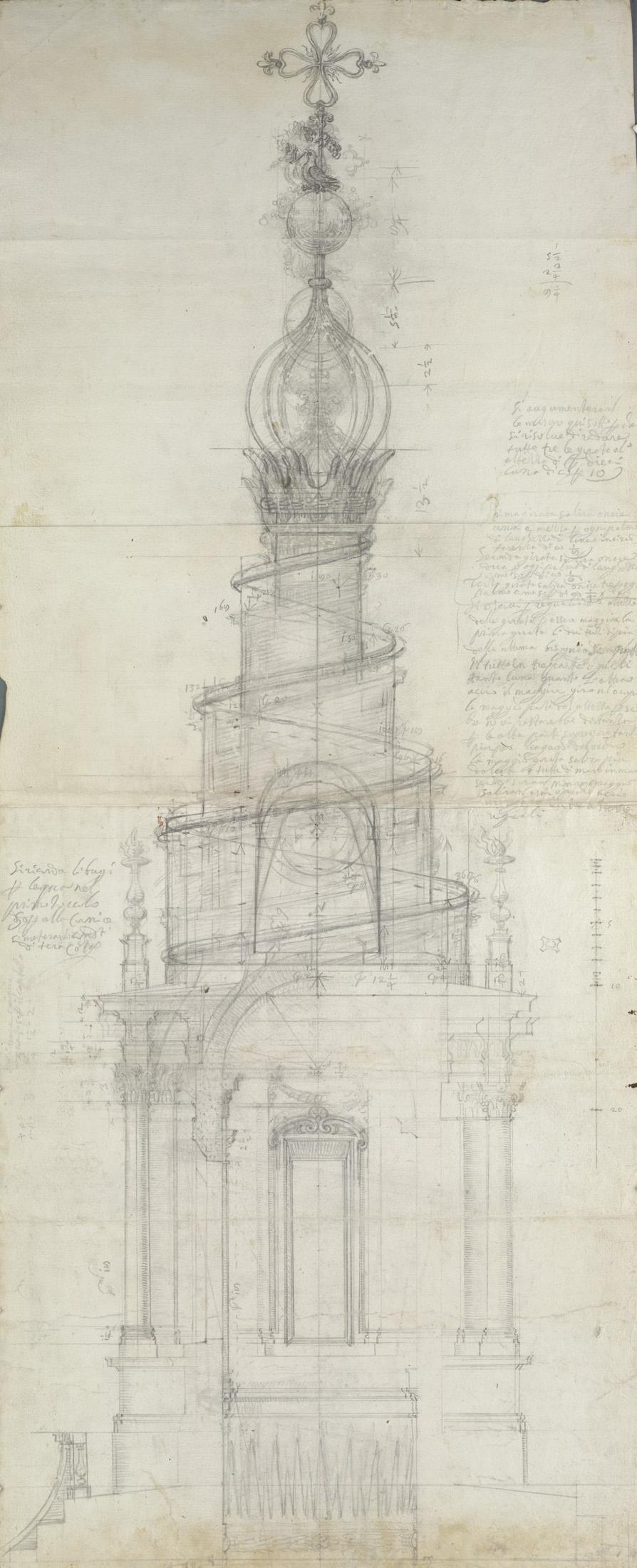 Francesco Borromini: Entwurf für die Laterne von Sant’Ivo alla Sapienza, 1649–1652