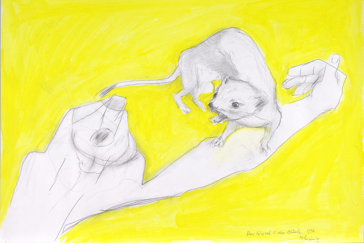 Maria Lassnig | Das Wiesel und der blöde Mensch, 1996 |
Albertina, Wien