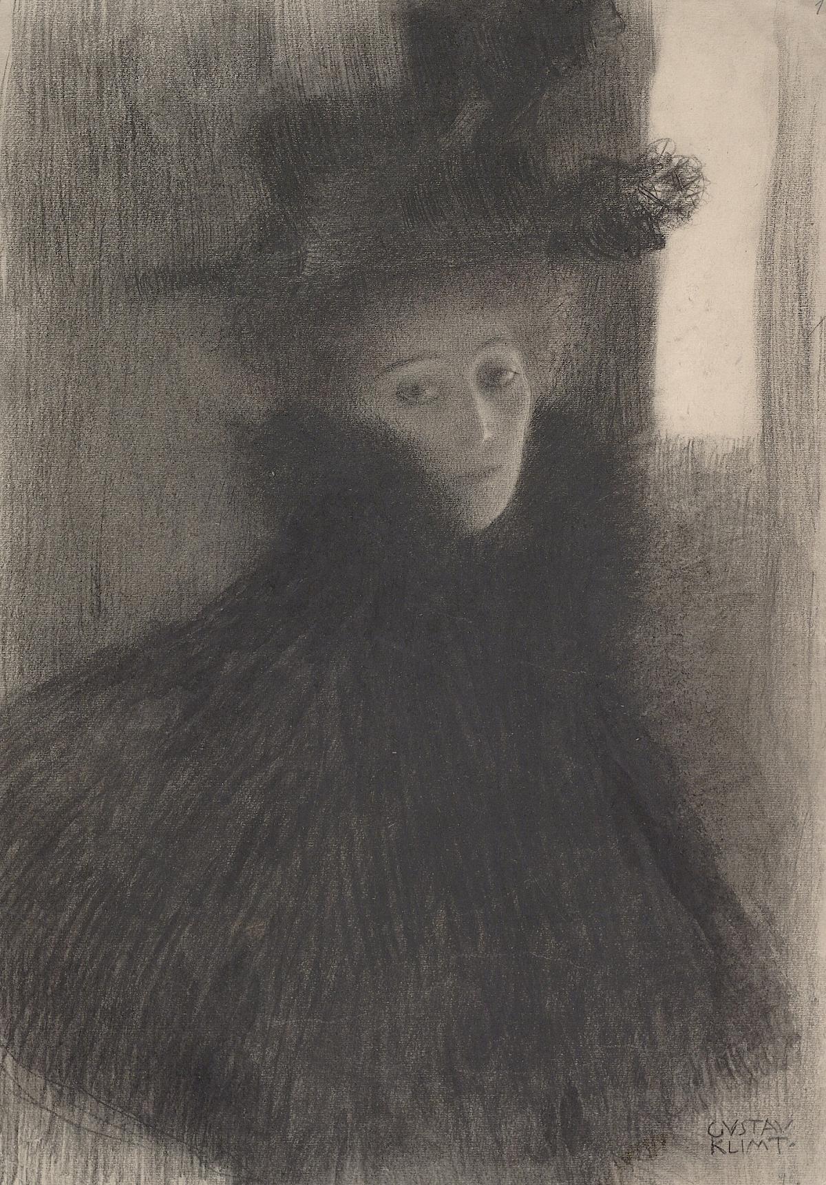 Gustav Klimt: Portrait of a Lady with Cape and Hat, 1897-98