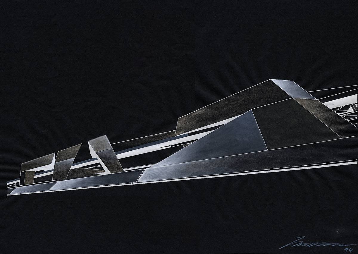 Zaha Hadid | Perspective for the building of the Danube Canal in Vienna Spittelau, 1994 | The Albertina Museum, Vienna