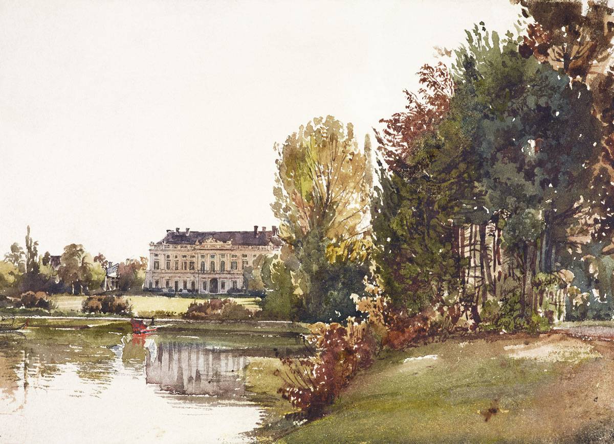 Rudolf von Alt: Lednice Palace before Its Reconstruction in the Neo-Gothic Style, ca 1830