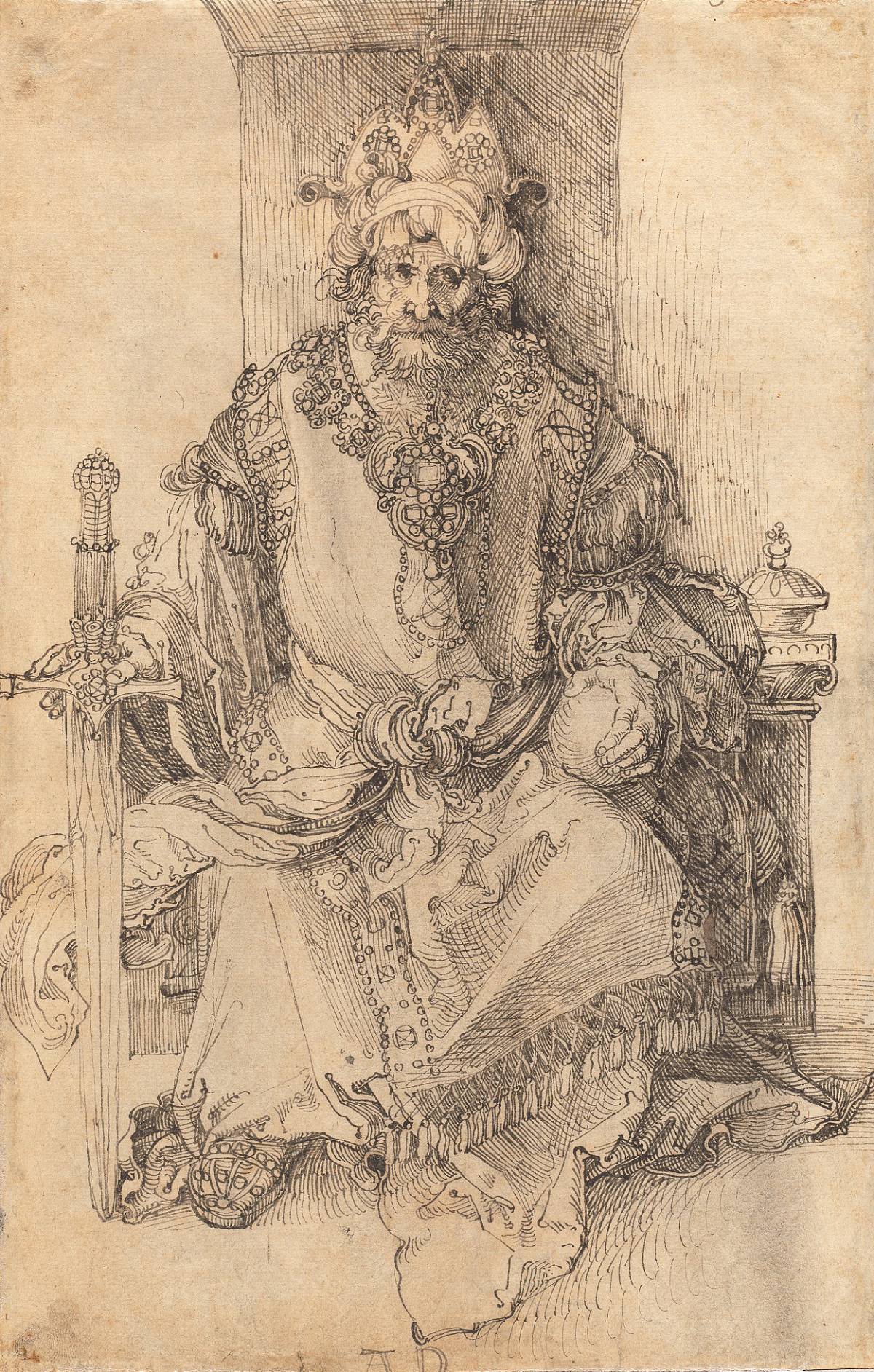 Albrecht Durer: un sovrano orientale seduto sul suo trono, c. 1495